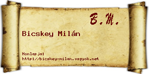 Bicskey Milán névjegykártya