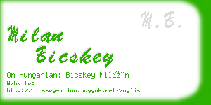 milan bicskey business card